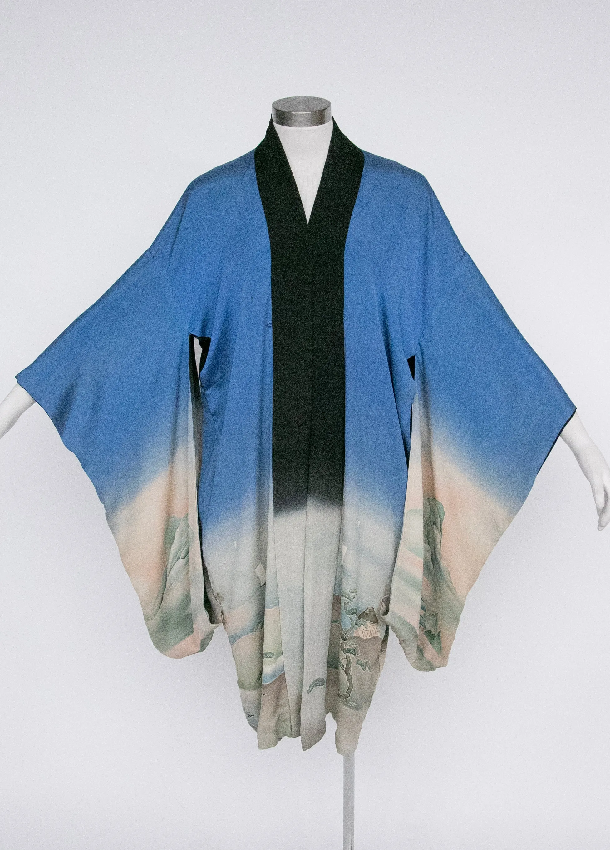 1940s Kimono Rayon Reversible Japanese Robe 50s