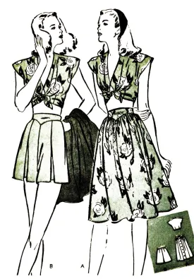 1940's Vintage Playsuit Pattern Butterick 3345 34 Bust