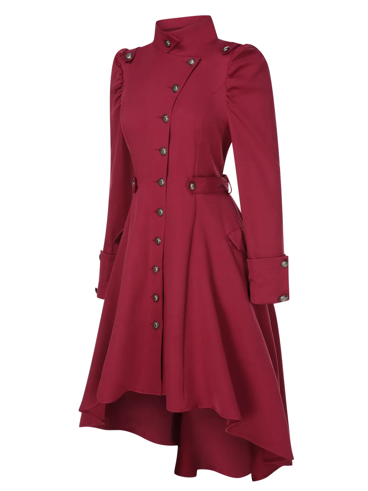 1950s Solid Stand Collar Button Coat