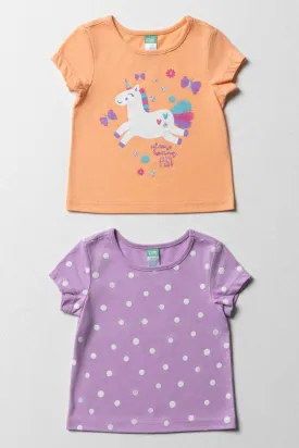 2 Pack Short Sleeve T-Shirts Orange & Lilac