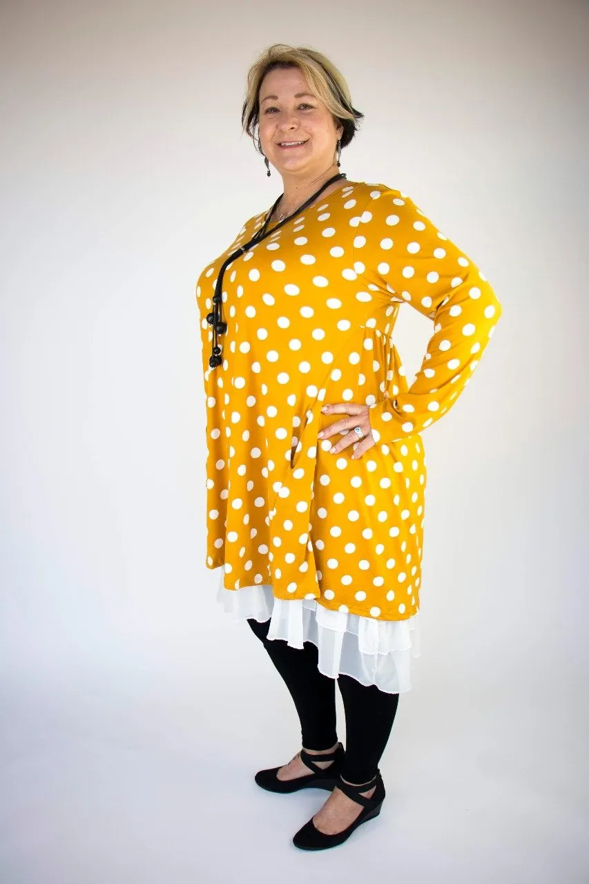 2AM Long Sleeves Big Polka Dots Tunic