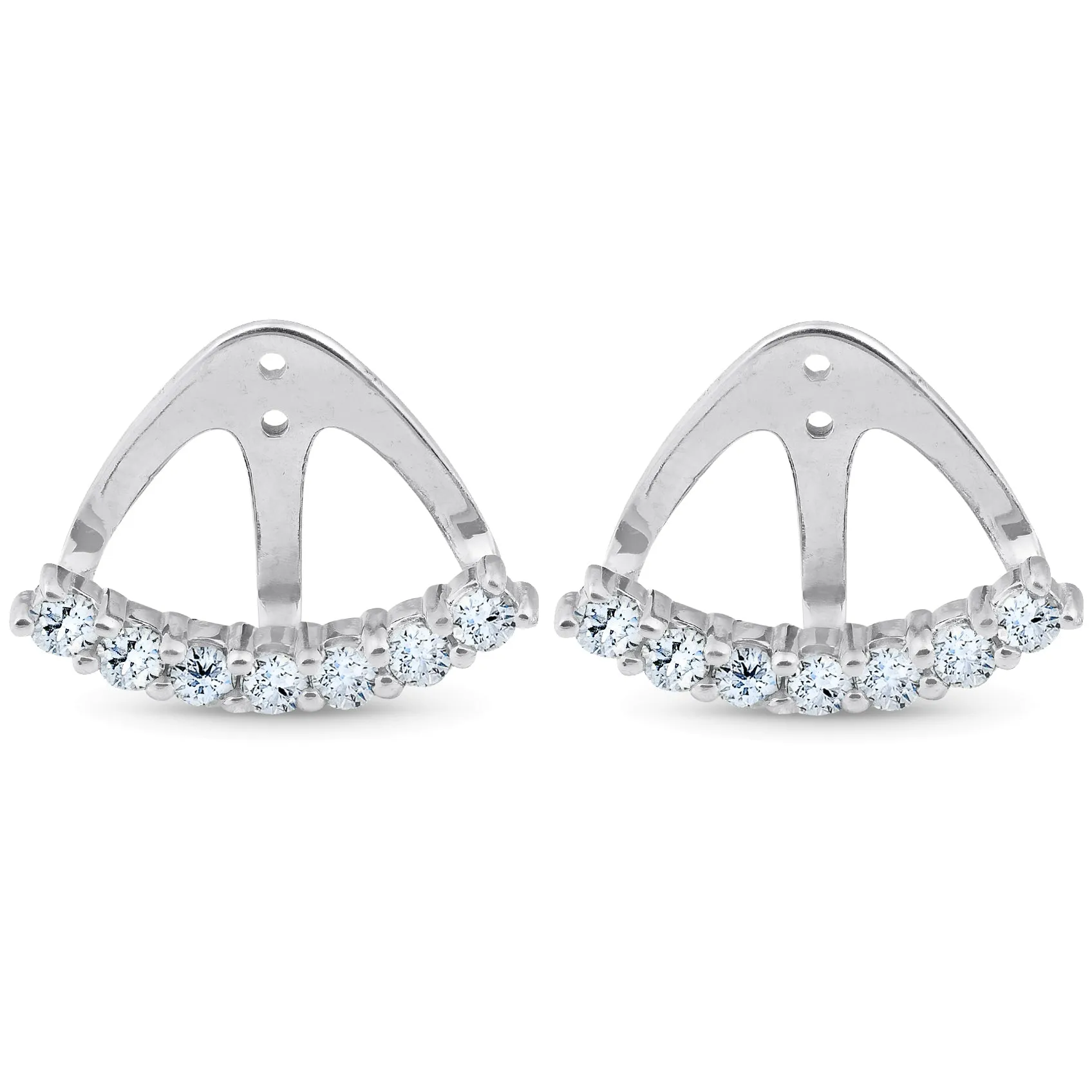 3/4 Ct Diamond Stud Earring Jackets 14k White Gold (up to 8mm)