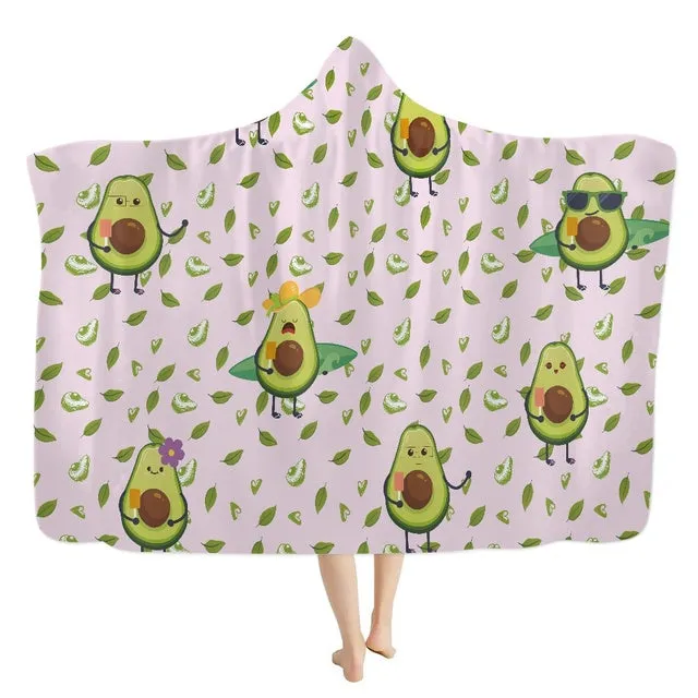 3D Printed Fluffy Hooded Cartoon Avocado Wearable Blanket