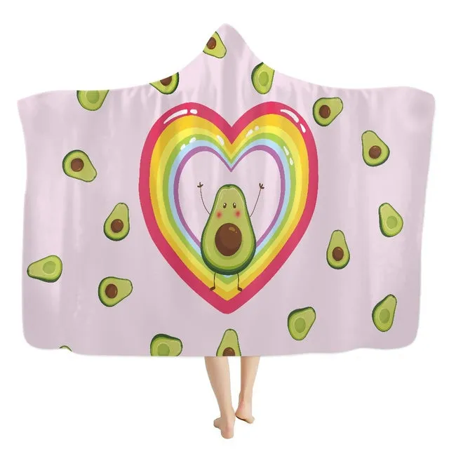 3D Printed Fluffy Hooded Cartoon Avocado Wearable Blanket