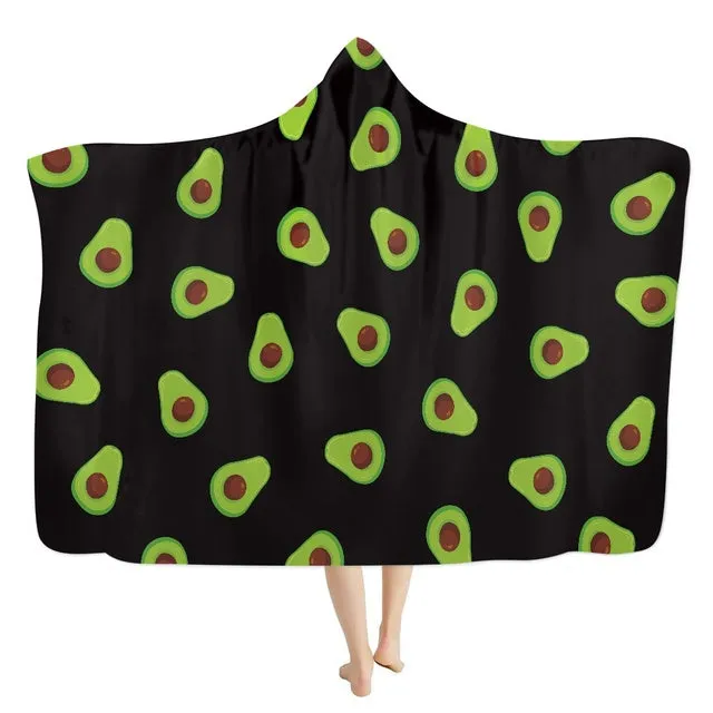 3D Printed Fluffy Hooded Cartoon Avocado Wearable Blanket