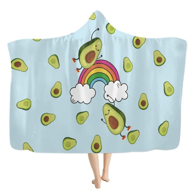 3D Printed Fluffy Hooded Cartoon Avocado Wearable Blanket