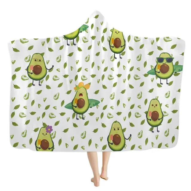 3D Printed Fluffy Hooded Cartoon Avocado Wearable Blanket