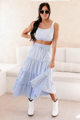 A Little Bit Sweet Gingham Two-Piece Set (Blue)