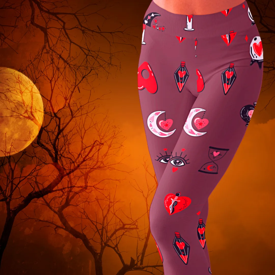 A Witch's Valentine Hearts (Exclusive) - High-quality Handcrafted Vibrant Leggings