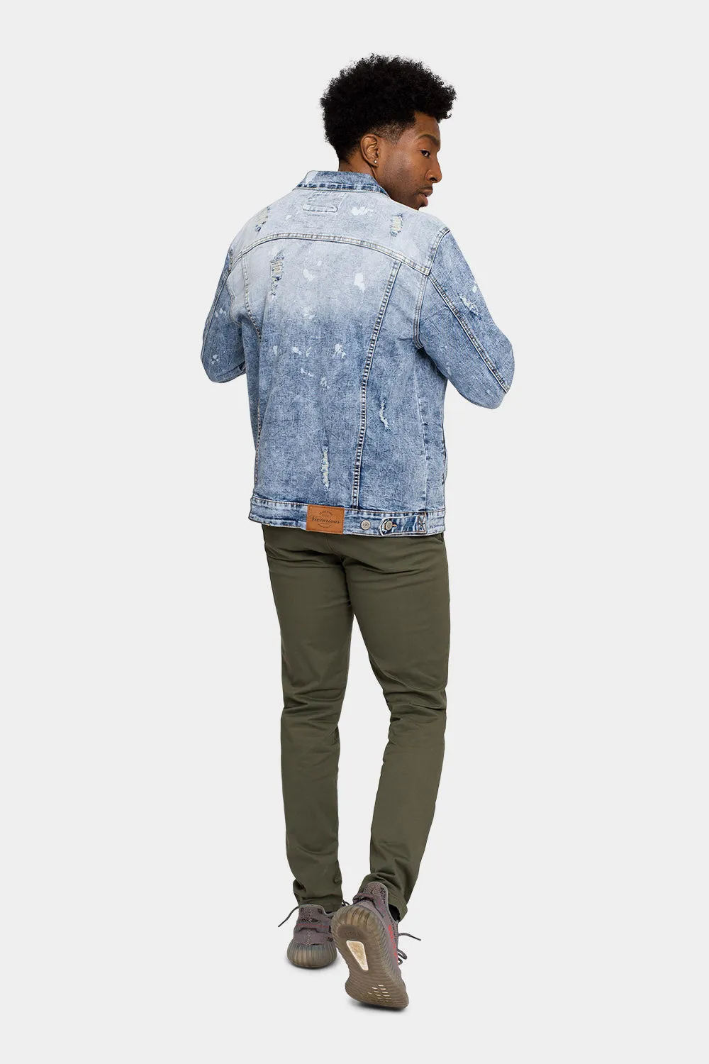 Acid Bleached Distressed Denim Jacket