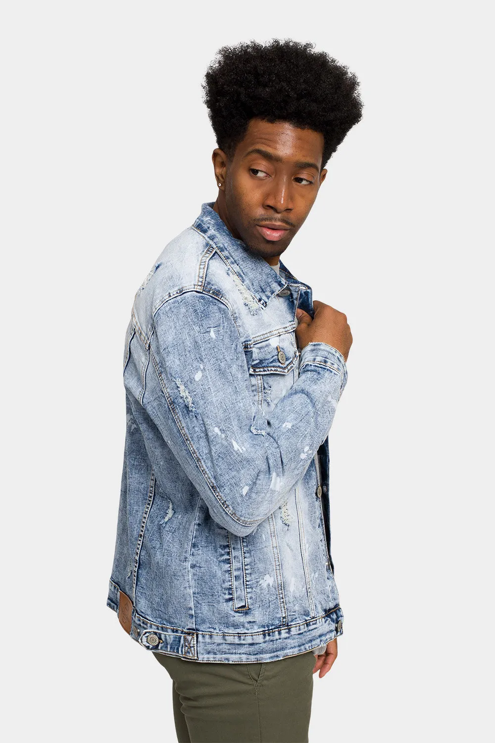 Acid Bleached Distressed Denim Jacket