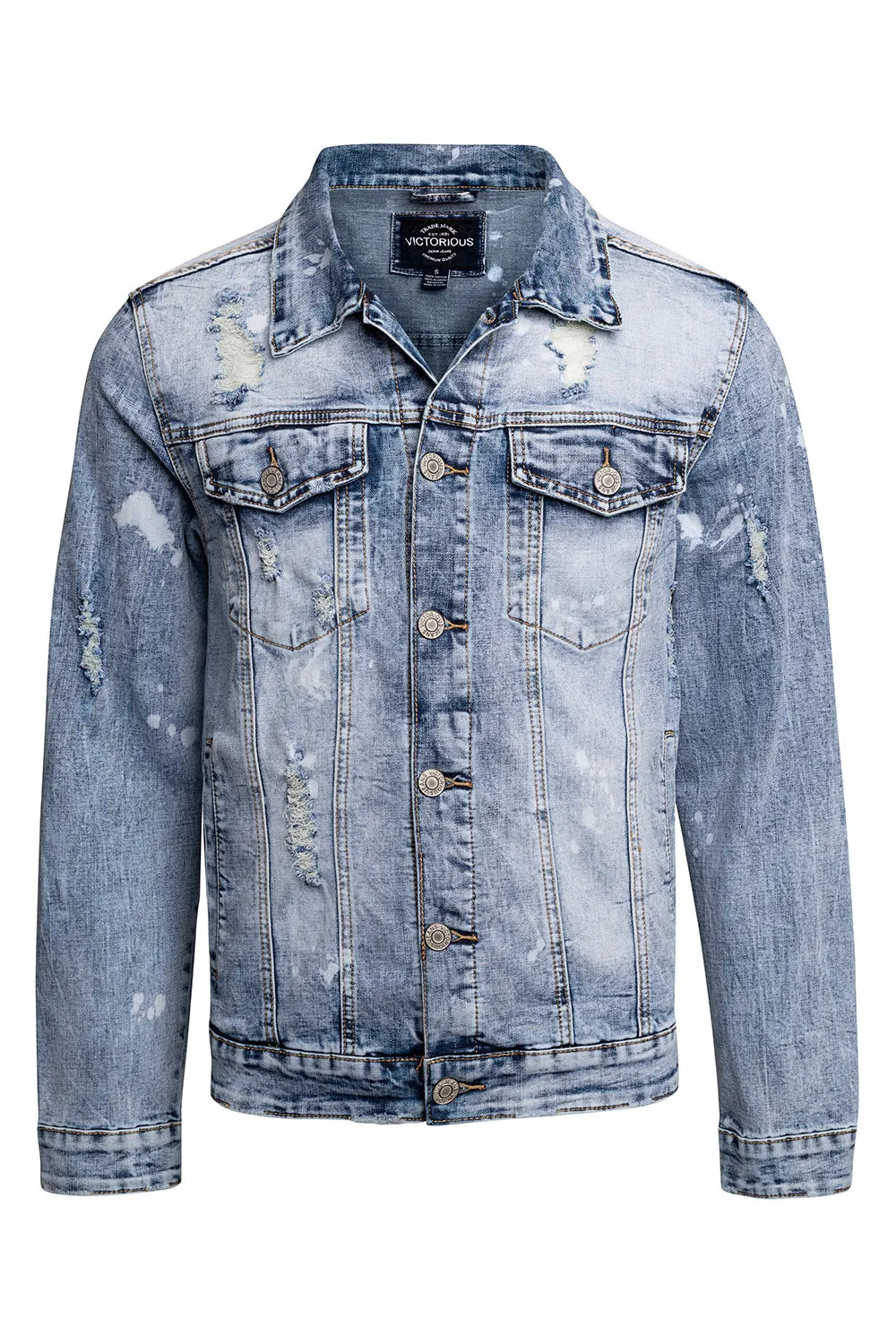 Acid Bleached Distressed Denim Jacket