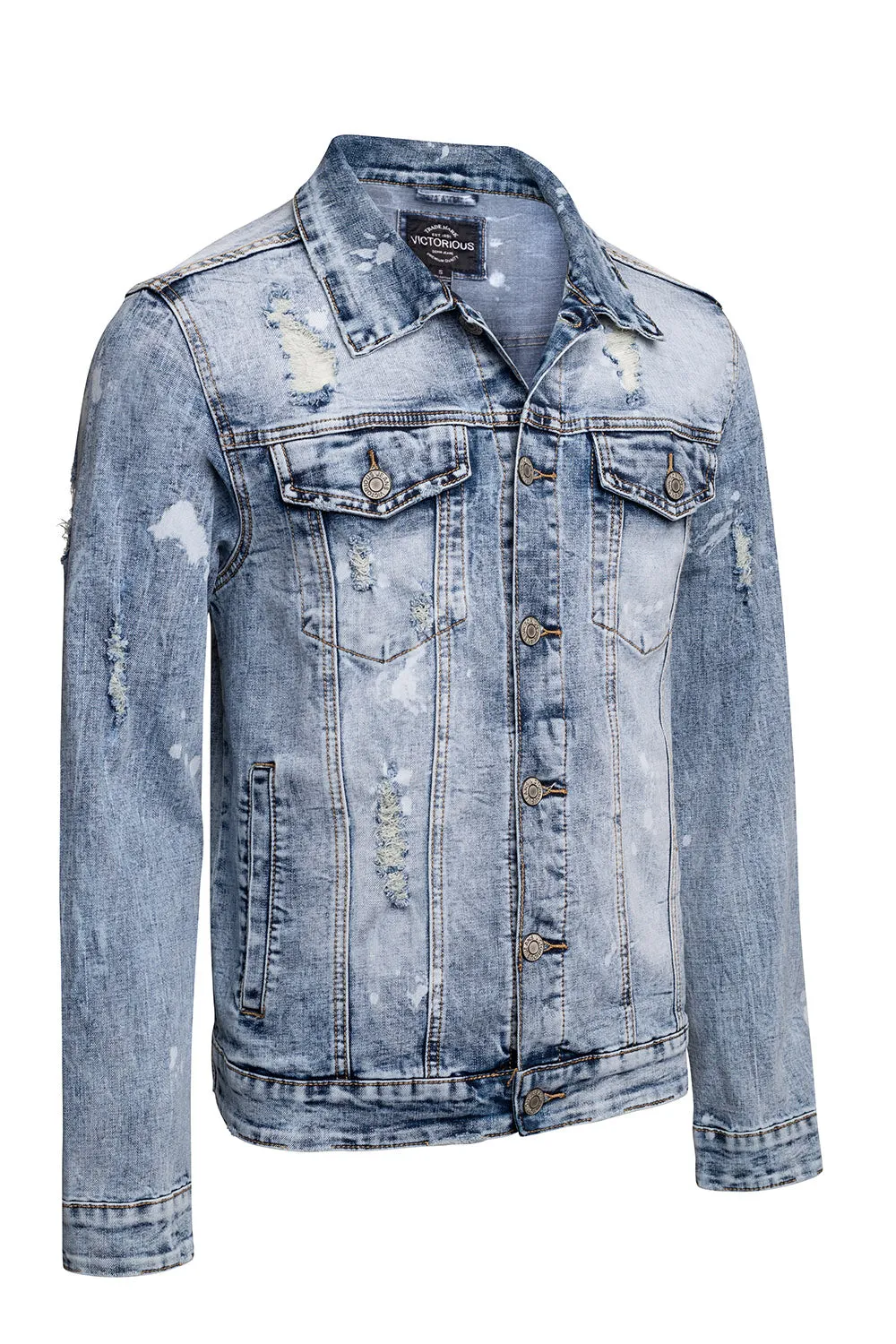 Acid Bleached Distressed Denim Jacket