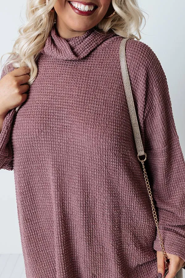 Acorn Kisses Waffle Knit Tunic In Vineyard Grape Curves