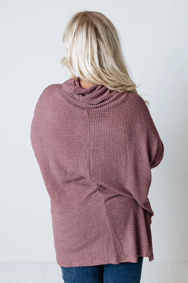 Acorn Kisses Waffle Knit Tunic In Vineyard Grape Curves