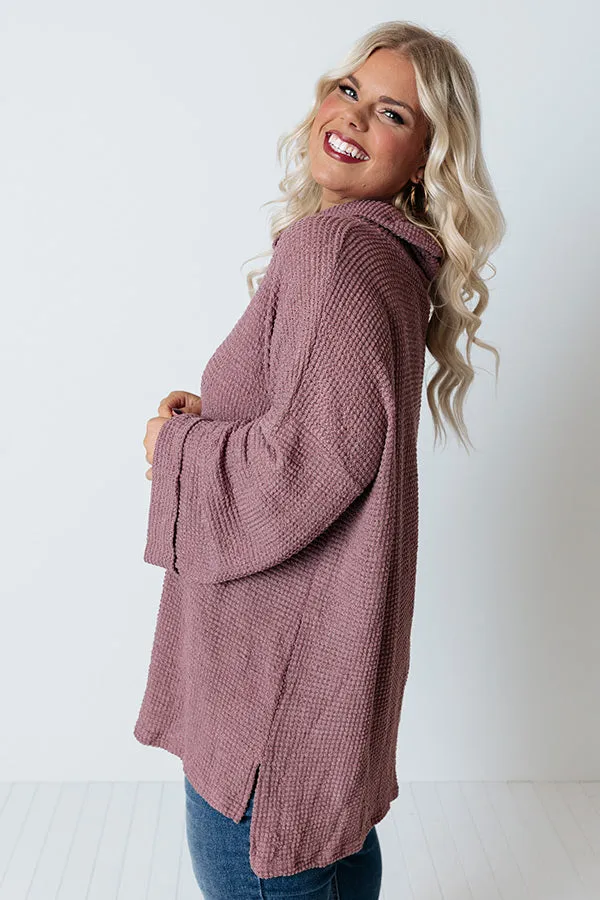 Acorn Kisses Waffle Knit Tunic In Vineyard Grape Curves