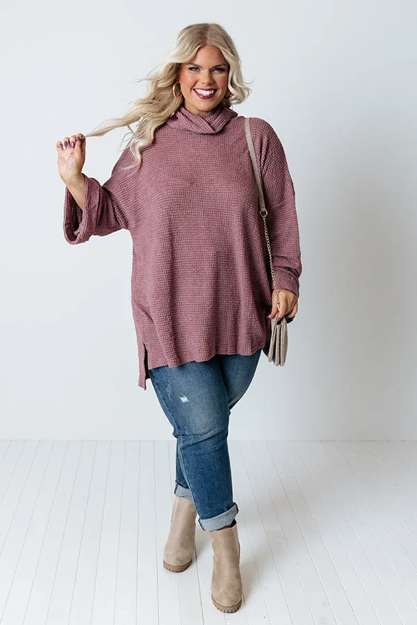 Acorn Kisses Waffle Knit Tunic In Vineyard Grape Curves