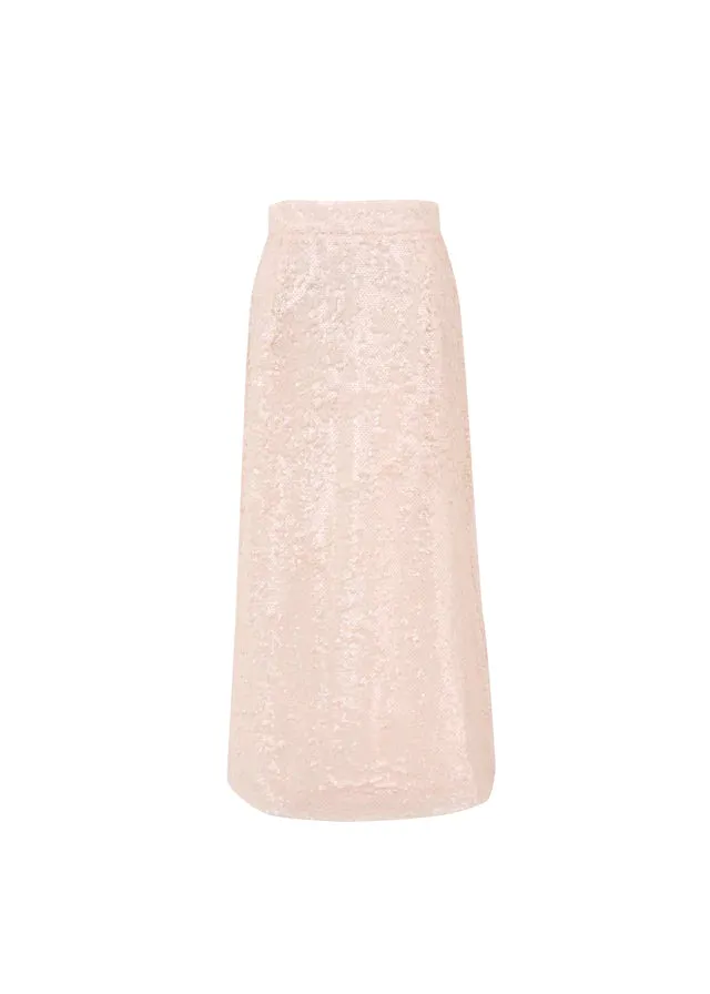 AGNESA SEQUIN MIDI SKIRT (CREAM)