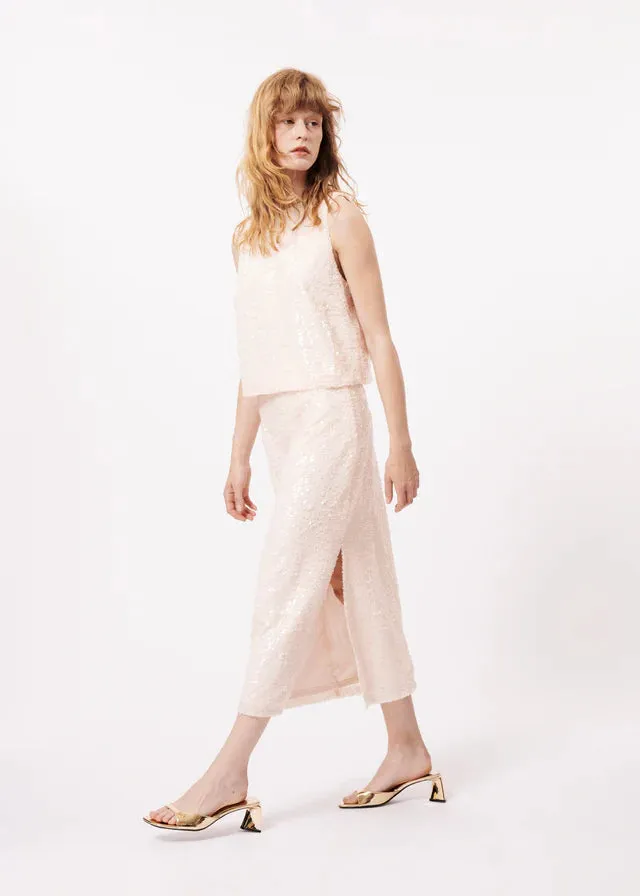 AGNESA SEQUIN MIDI SKIRT (CREAM)