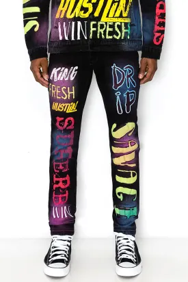 Air Brushed Graffiti Denim Jeans