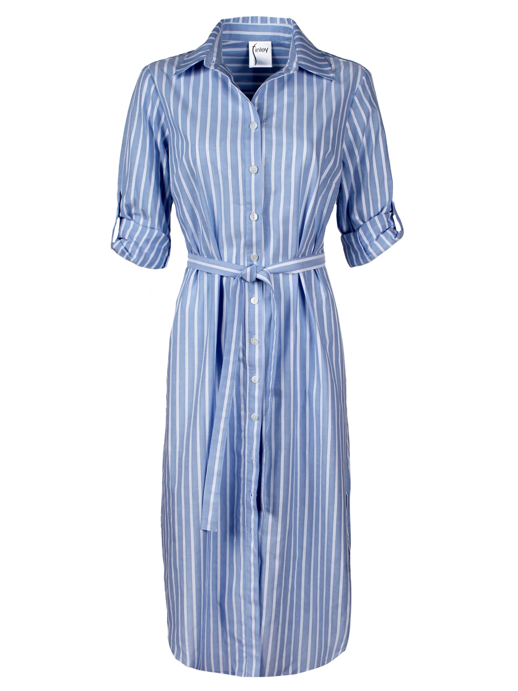 Alex Long Shirtdress Blue Dobby Stripe