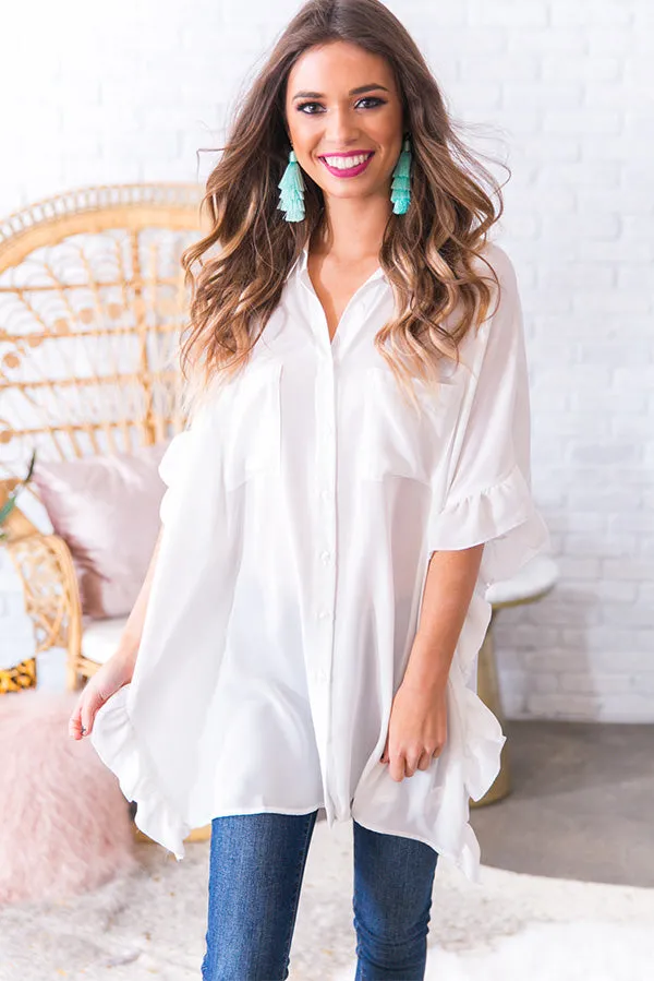 All The Frills Shift Tunic in White