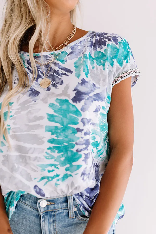 Along The Lane Tie Dye Shift Top In Turquoise