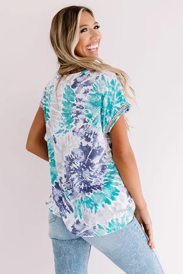 Along The Lane Tie Dye Shift Top In Turquoise