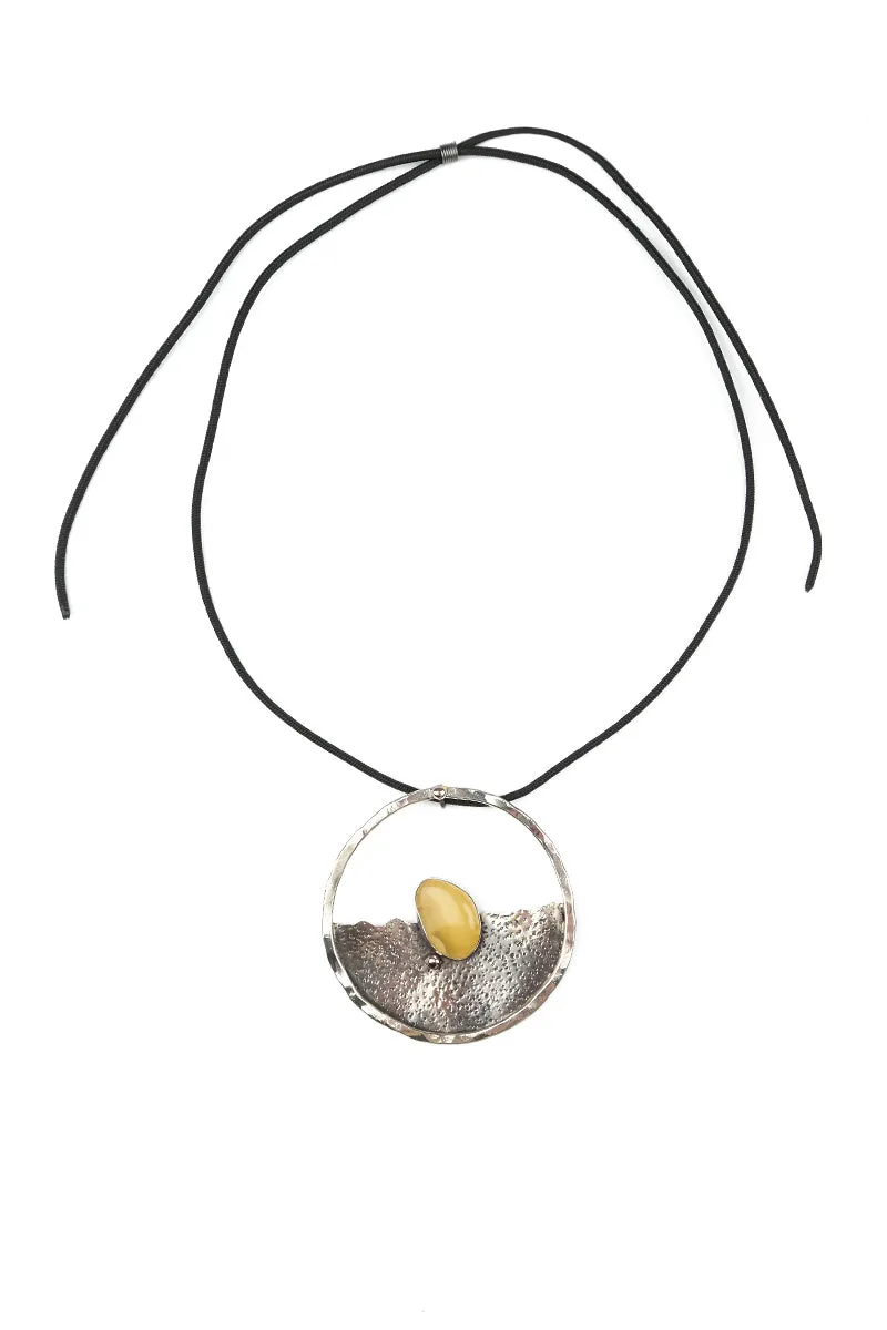 Amber Sea Metal Pendant Necklace