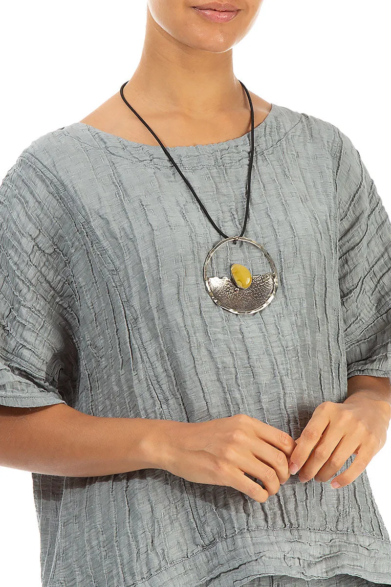 Amber Sea Metal Pendant Necklace