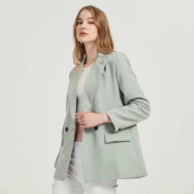 Amy Fashion - Casual Solid Color Pocket Decorative Blazer