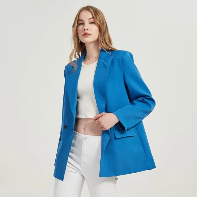 Amy Fashion - Casual Solid Color Pocket Decorative Blazer