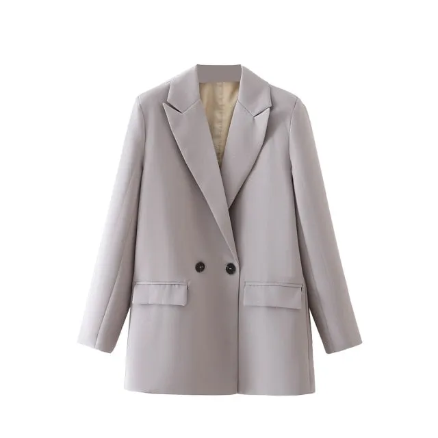 Amy Fashion - Casual Solid Color Pocket Decorative Blazer