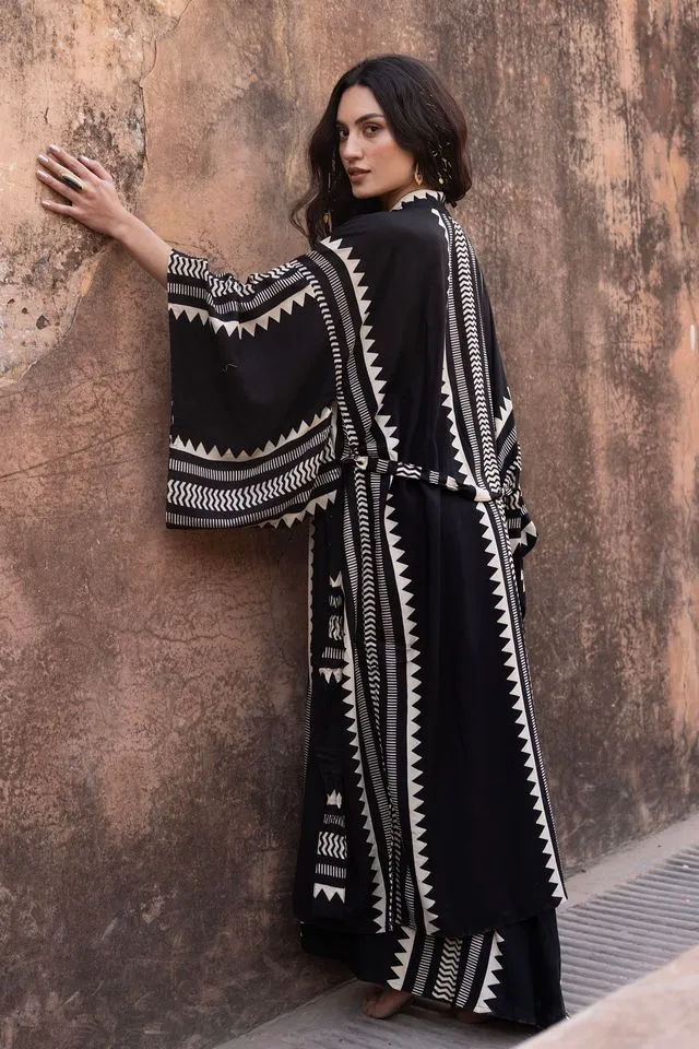 Anata Maxi Kimono - Black & White