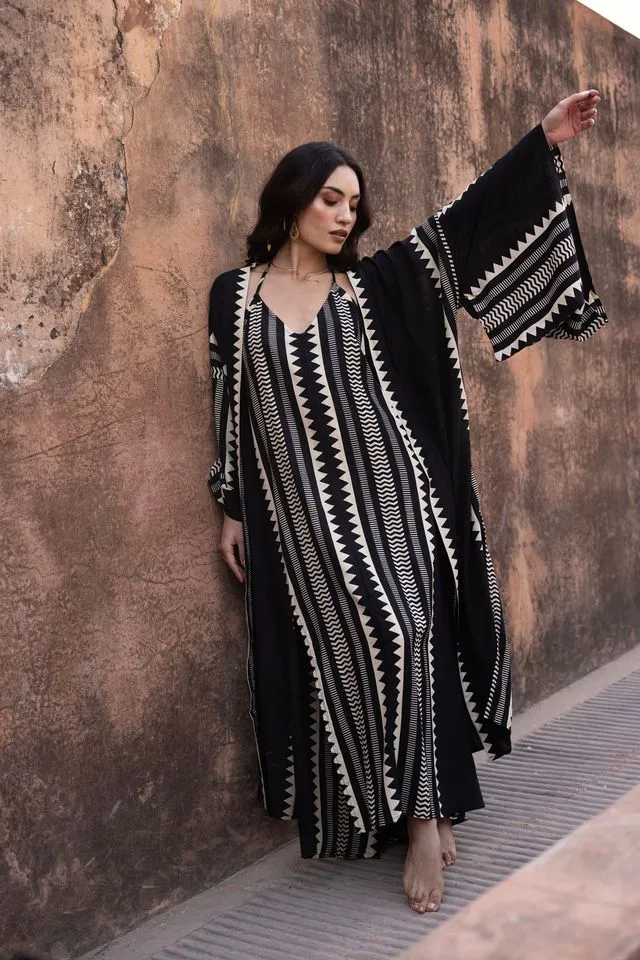 Anata Maxi Kimono - Black & White