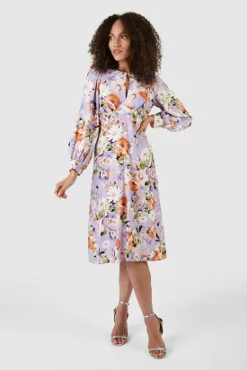 Angie Puff Sleeve Midi Dress (Lilac)