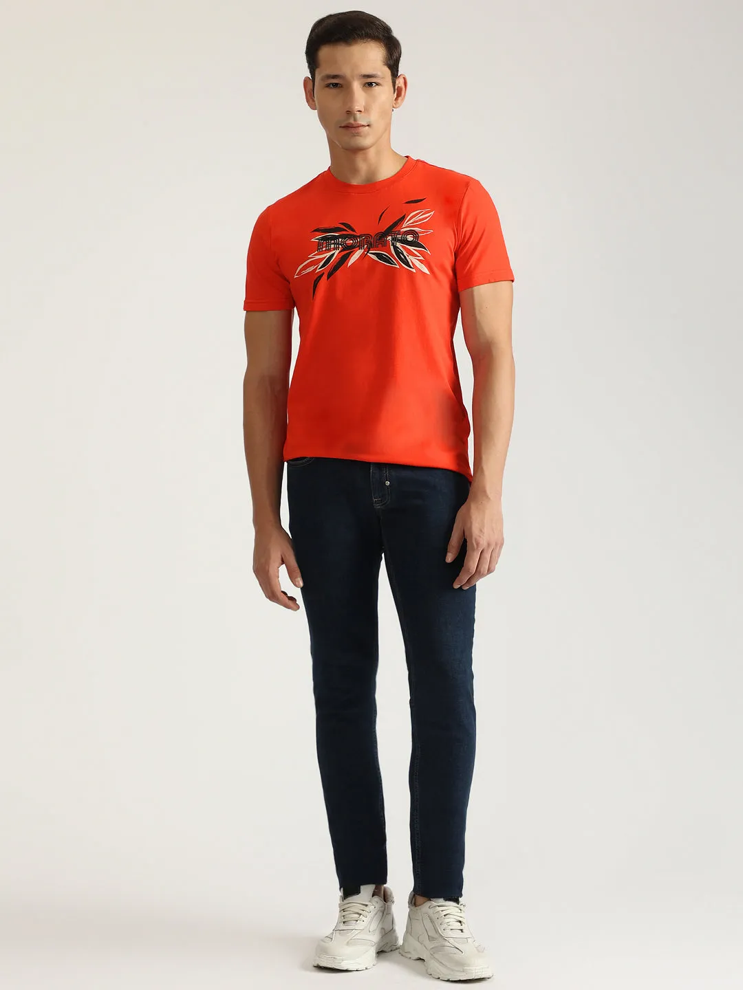 Antony Morato Men Red Printed Round Neck Short Sleeves T-Shirt