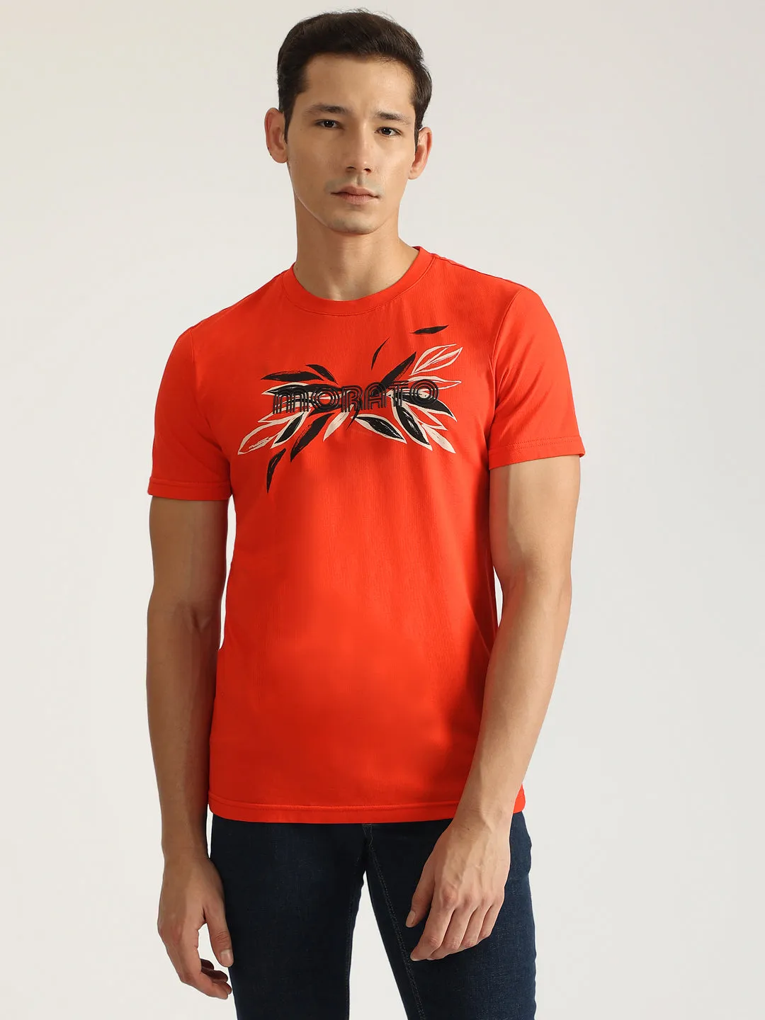 Antony Morato Men Red Printed Round Neck Short Sleeves T-Shirt