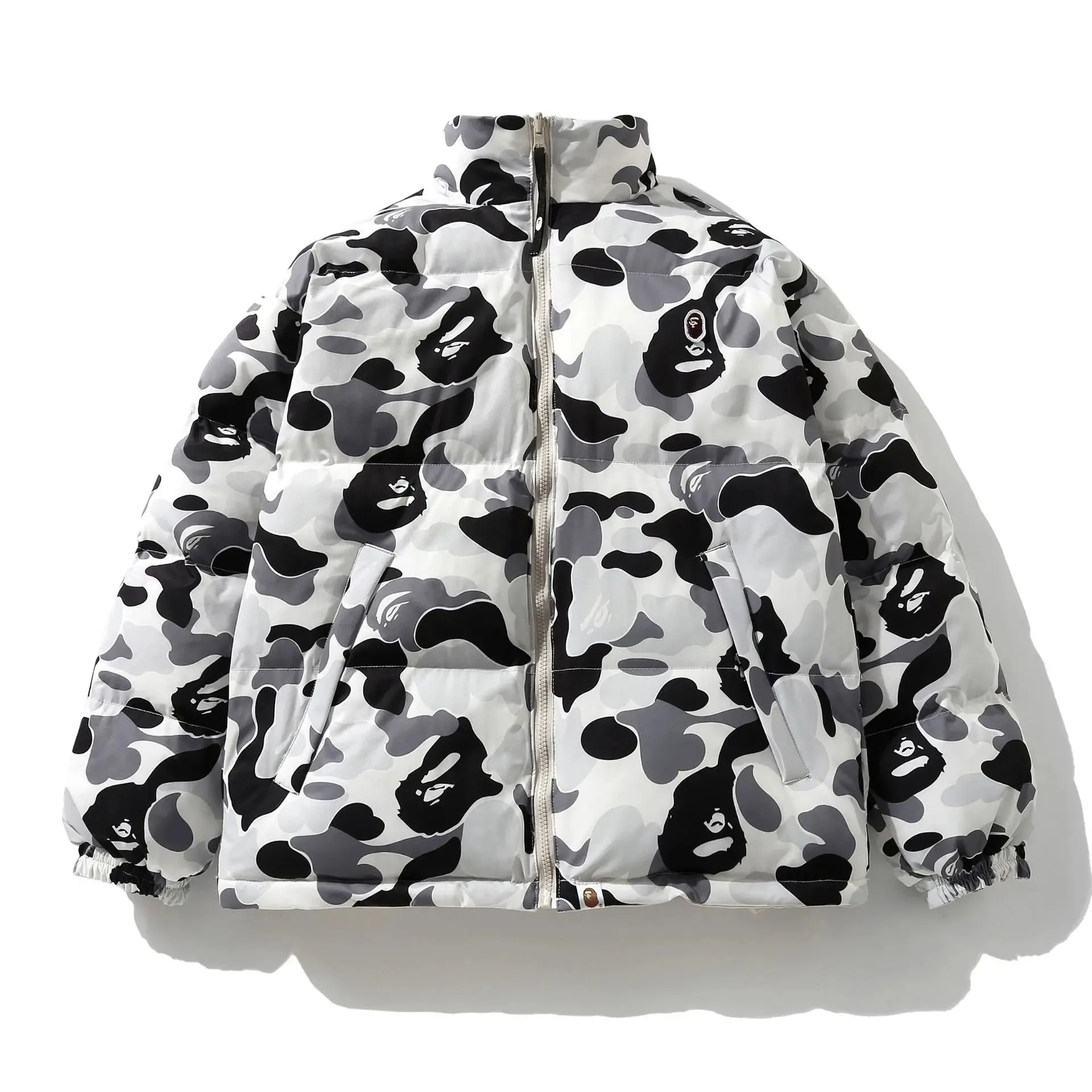 Ape Camo Double-sided Jacket Coat Casual Collar Zipper Thickened Cotton-padded Jacket Unisex Coat