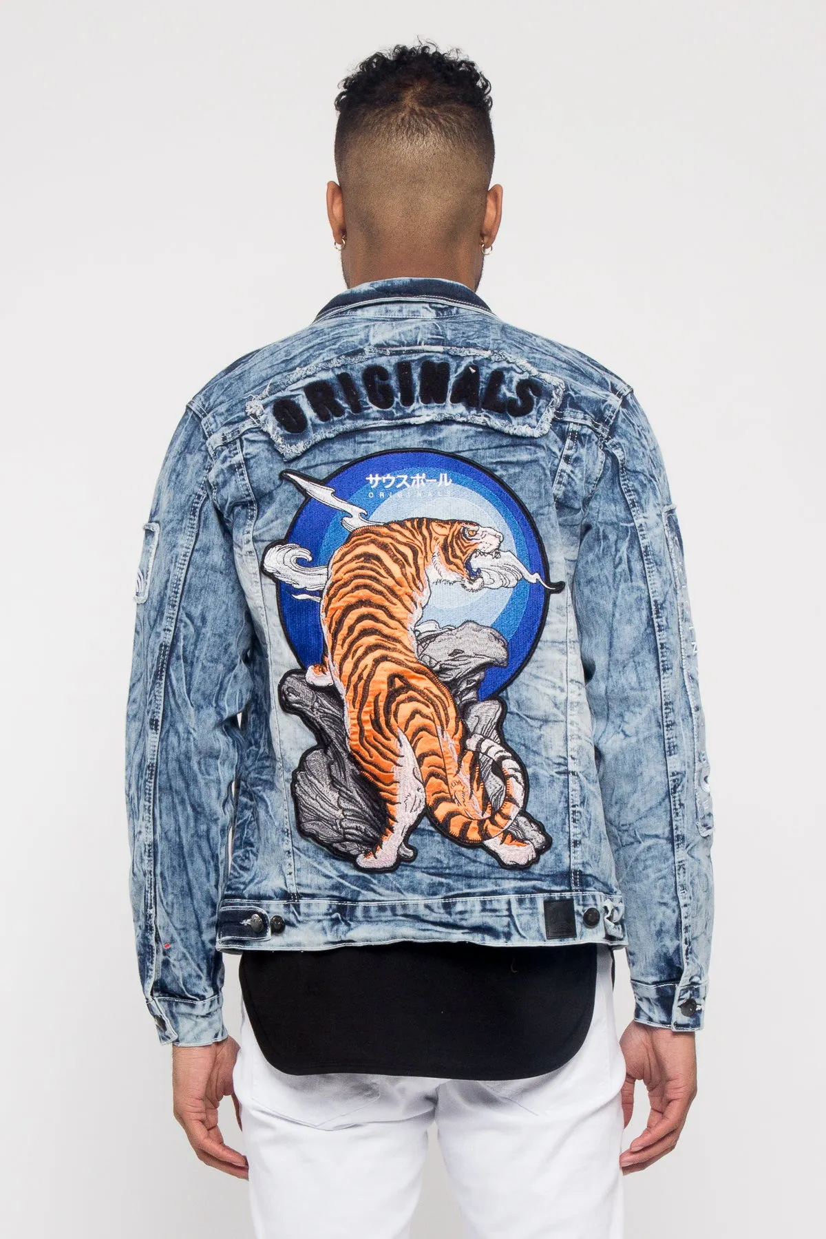 Applique Tiger Patch Denim Jacket