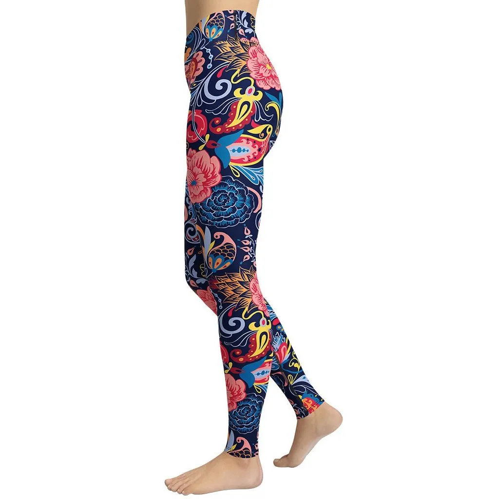 Art Deco Floral Yoga Leggings