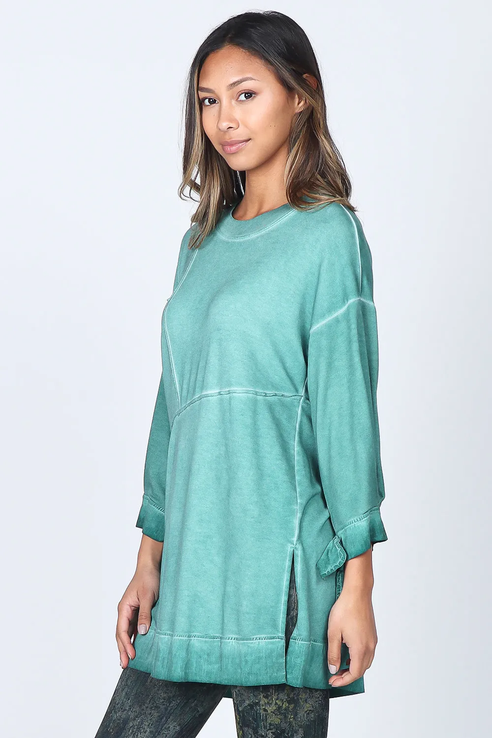 Asymmetrical Panel Baby French Terry Tunic - Oil Washed