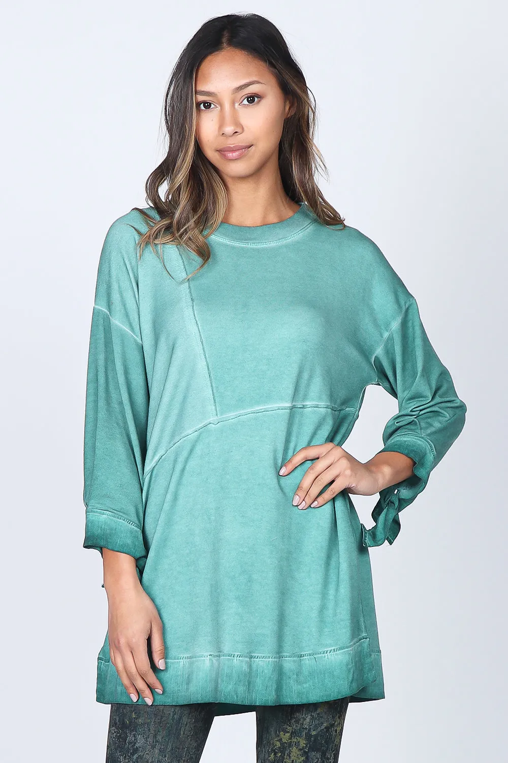 Asymmetrical Panel Baby French Terry Tunic - Oil Washed