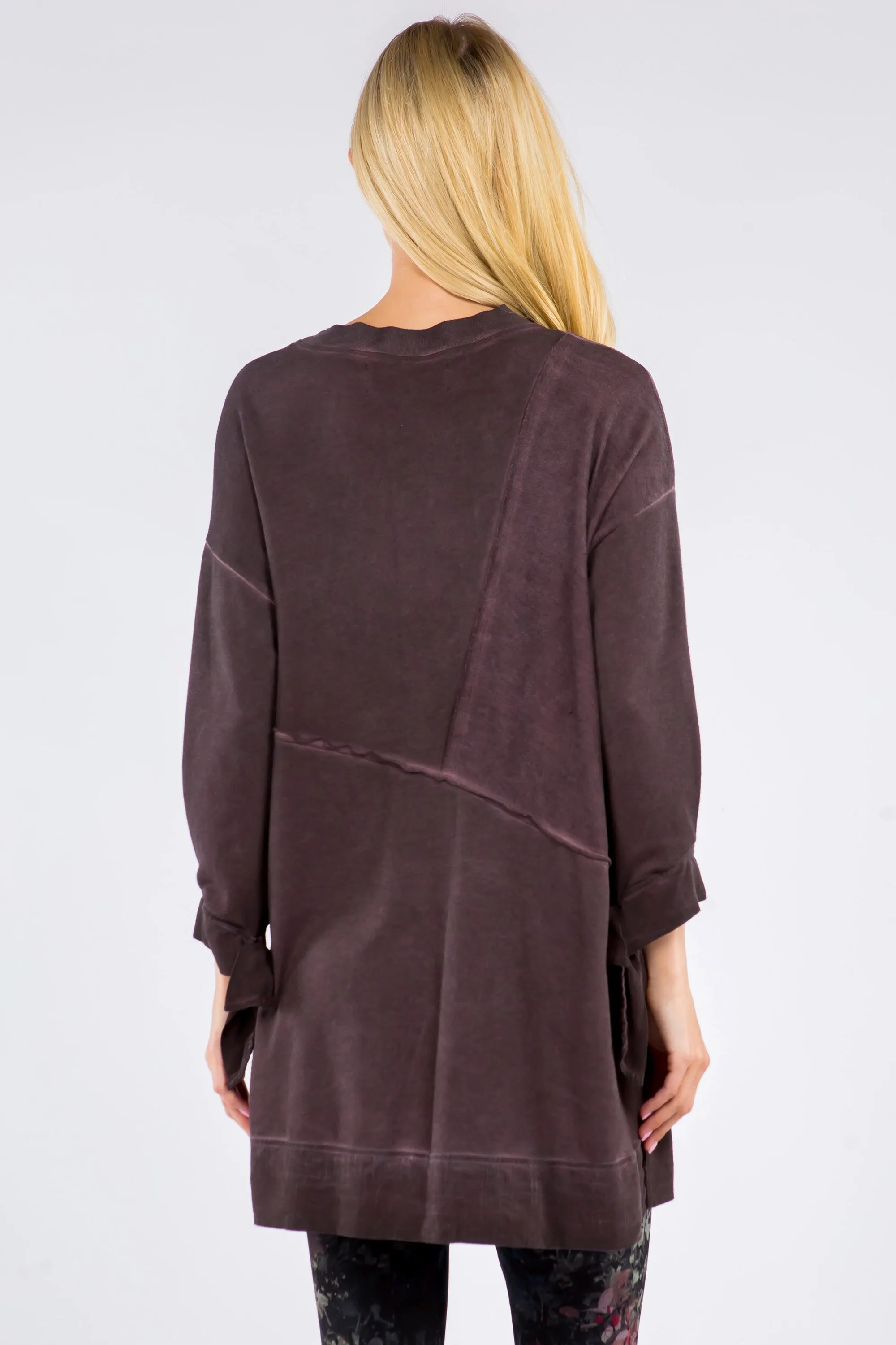 Asymmetrical Panel Baby French Terry Tunic - Oil Washed