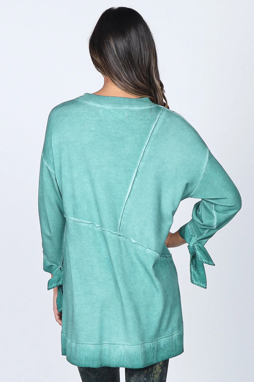 Asymmetrical Panel Baby French Terry Tunic - Oil Washed