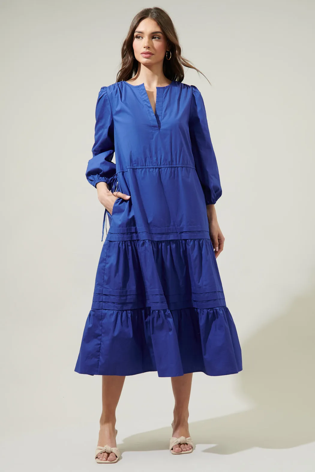 Atelier Poplin Tiered Midi Dress