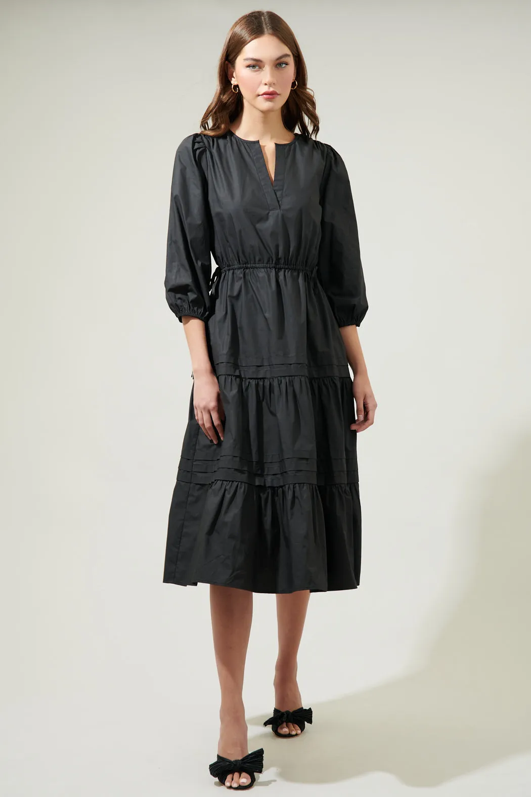 Atelier Poplin Tiered Midi Dress