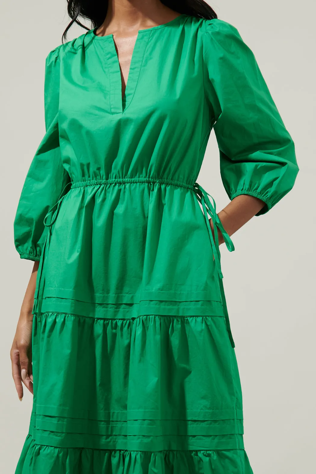 Atelier Poplin Tiered Midi Dress