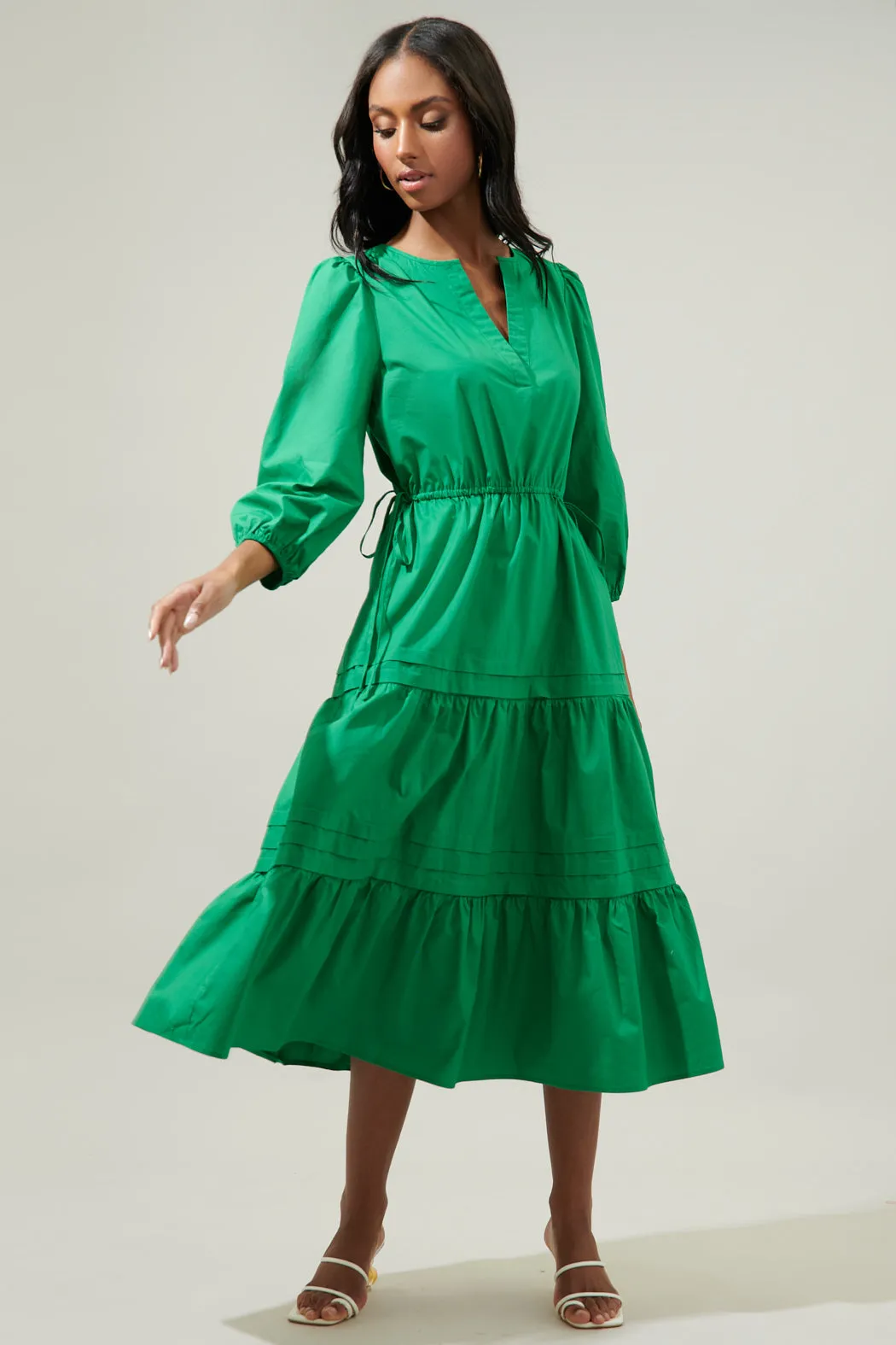 Atelier Poplin Tiered Midi Dress