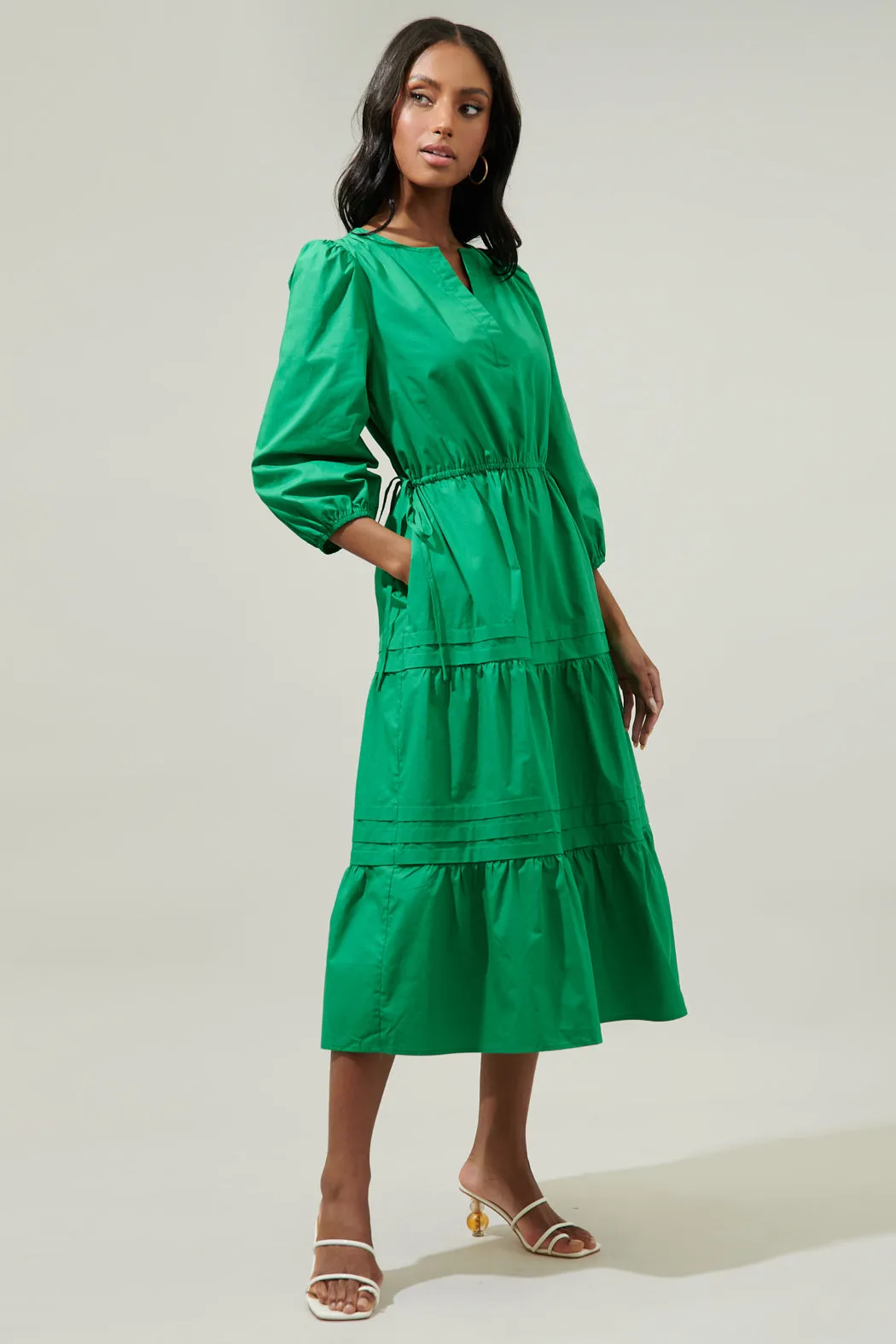 Atelier Poplin Tiered Midi Dress